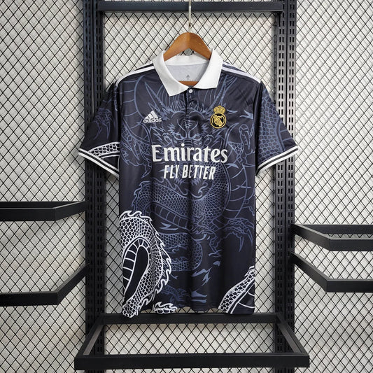 Real Madrid White Dragon And Black 2023/24 Special Jersey